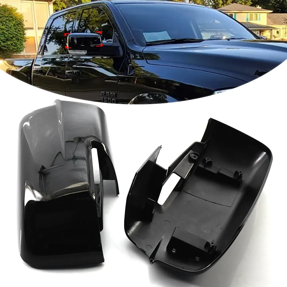 

1Pcs Gloss Black Car Rearview Mirror Covers W/ Bottom Turn Signal Cutout For Dodge Ram 1500 2013-2018