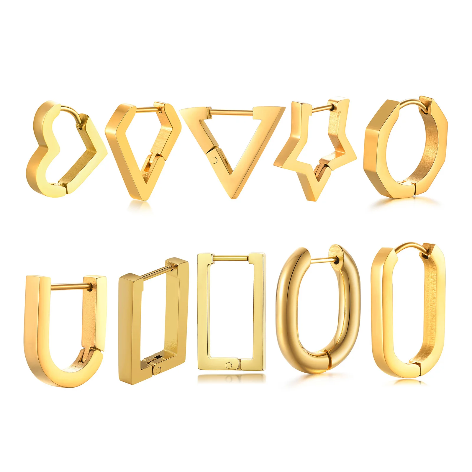 Star Earrings, Gold Color Geometric Huggie Hoops, Stainless Steel Fun Earrings Minimalist Gift for Her
Star Earrings, Gold Color Geometric Huggie Hoops, Stainless Steel Fun Earrings Minimalist Gift for Her