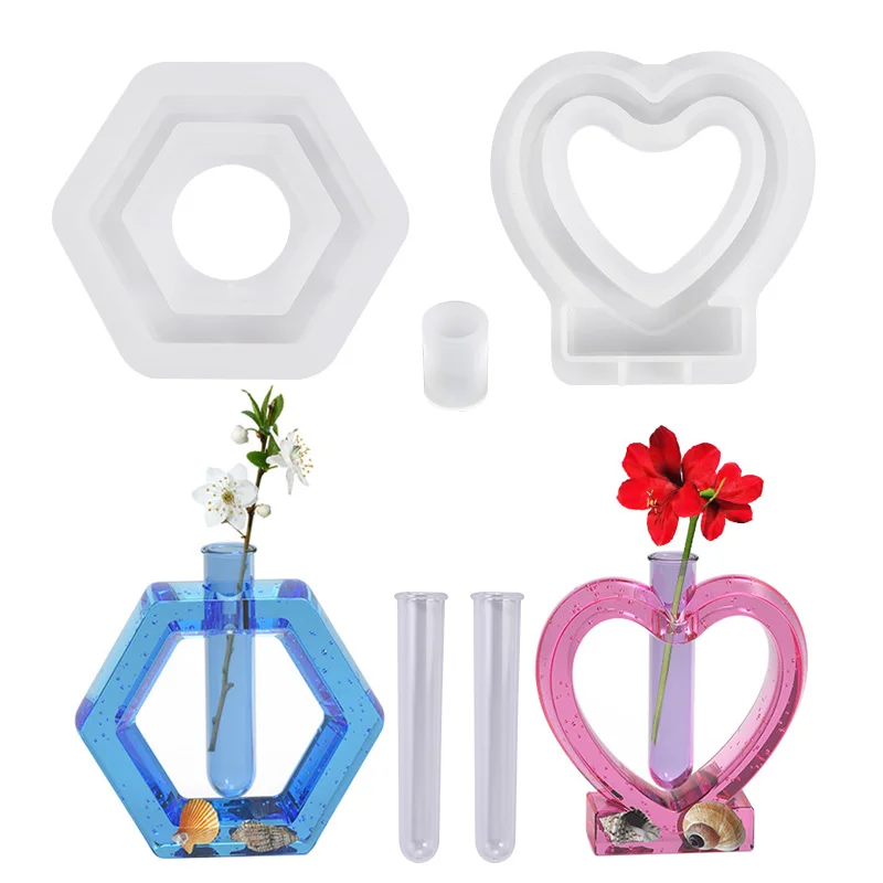 Test Tube Vase AB Resin Epoxy Silicone Mold Hexagonal/Heart Shape Vase Holder Water Planting Epoxi Mould DIY Home Art Decoration
Test Tube Vase AB Resin Epoxy Silicone Mold Hexagonal/Heart Shape Vase Holder Water Planting Epoxi Mould DIY Home Art Decoration