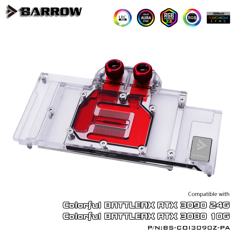 Водяной блок BARROW с полным покрытием для цветных BRTTLEAX RTX 3090/3080 GPU заголовок карты