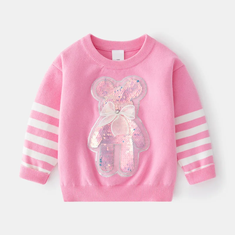 Girls Discolour Sequin Bear Jacquard Sweater Single Layer Bottoming Sweater Girls Loose Sweater 2-7T Children's Warm Clothing
Girls Discolour Sequin Bear Jacquard Sweater Single Layer Bottoming Sweater Girls Loose Sweater 2-7T Children's Warm Clothing