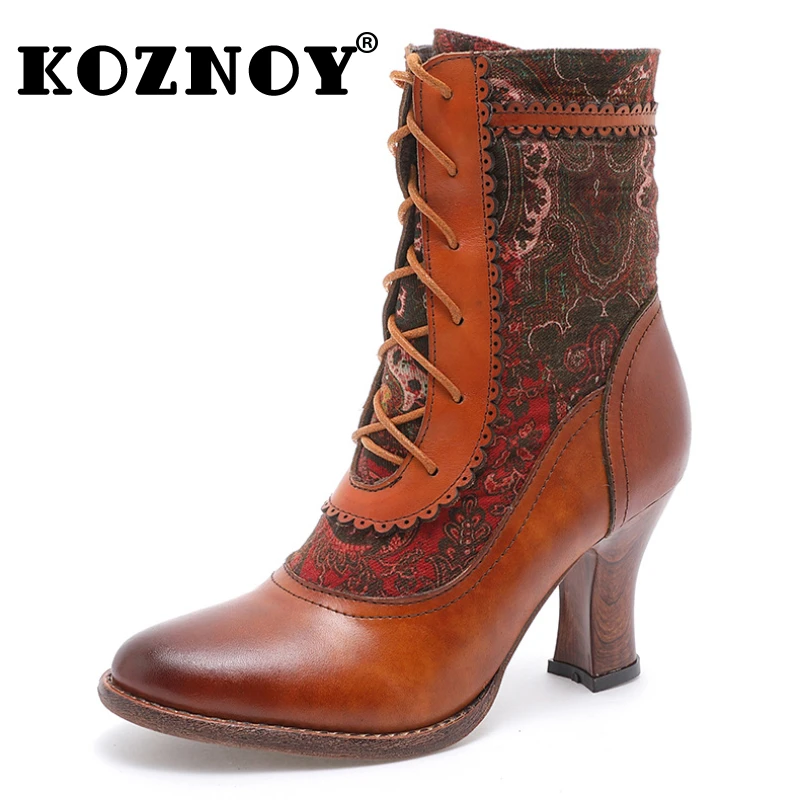 Koznoy 8cm Colorful Bullock Genuine Leather Print Cloth Ethnic Mid Calf Boots Winter Zipper Women Big Size Fashion Lace Up Shoes
Koznoy 8cm Colorful Bullock Genuine Leather Print Cloth Ethnic Mid Calf Boots Winter Zipper Women Big Size Fashion Lace Up Shoes
