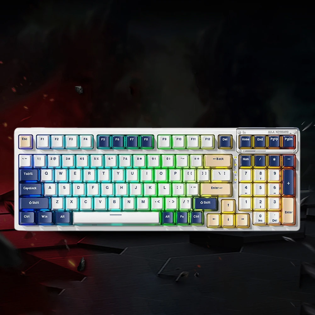 Gaming Keyboard 99 Keys Hot Swap Gasket RGB Backlight Mechanical Keyboard 3-mode Connection Transparent for Desktop Laptop PC
Gaming Keyboard 99 Keys Hot Swap Gasket RGB Backlight Mechanical Keyboard 3-mode Connection Transparent for Desktop Laptop PC