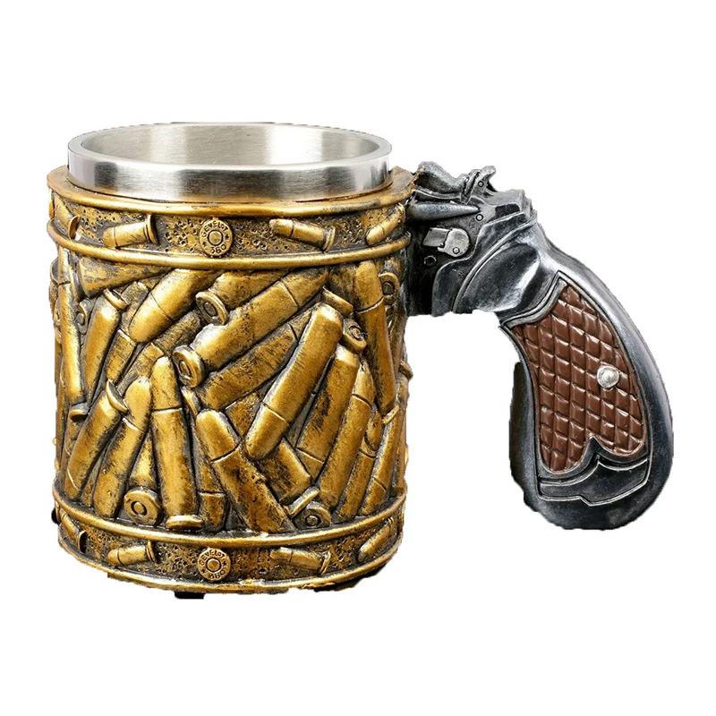 

Gun Mugs Revolver Gun Pistol Tankard Mug With Ammo Bullet Round Shells Mugs Cup Birthday Christmas Halloween Gift 400ml