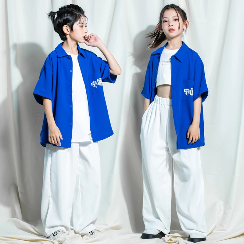 Girls Boys Teen Kpop Outfits Hip Hop Clothing Blue Shirt Tops Baggy Pants For Kids Jazz Dance Costume Stage Street Wear Clothes
Girls Boys Teen Kpop Outfits Hip Hop Clothing Blue Shirt Tops Baggy Pants For Kids Jazz Dance Costume Stage Street Wear Clothes
