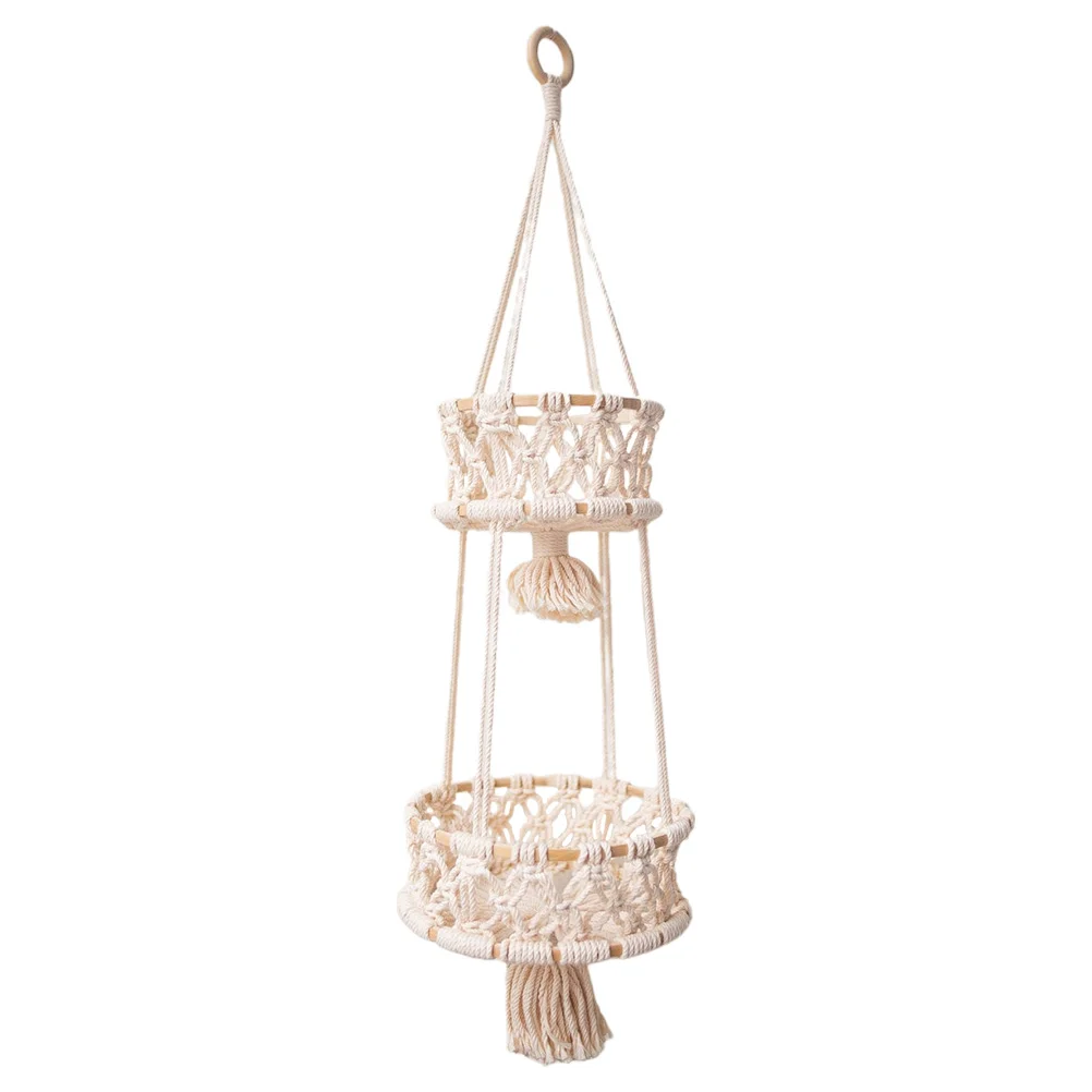 1Pc Decorative Hanging Basket Household Storage Basket Double-layer Basket Beige
1Pc Decorative Hanging Basket Household Storage Basket Double-layer Basket Beige