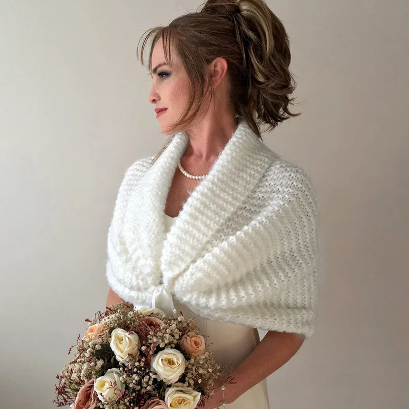 Women Elegant White Knitted Shrugs Wedding Party Solid Female Shawl Sleeveless Korean Style Feminine Casual Capes Ponchos Mujer
Women Elegant White Knitted Shrugs Wedding Party Solid Female Shawl Sleeveless Korean Style Feminine Casual Capes Ponchos Mujer
