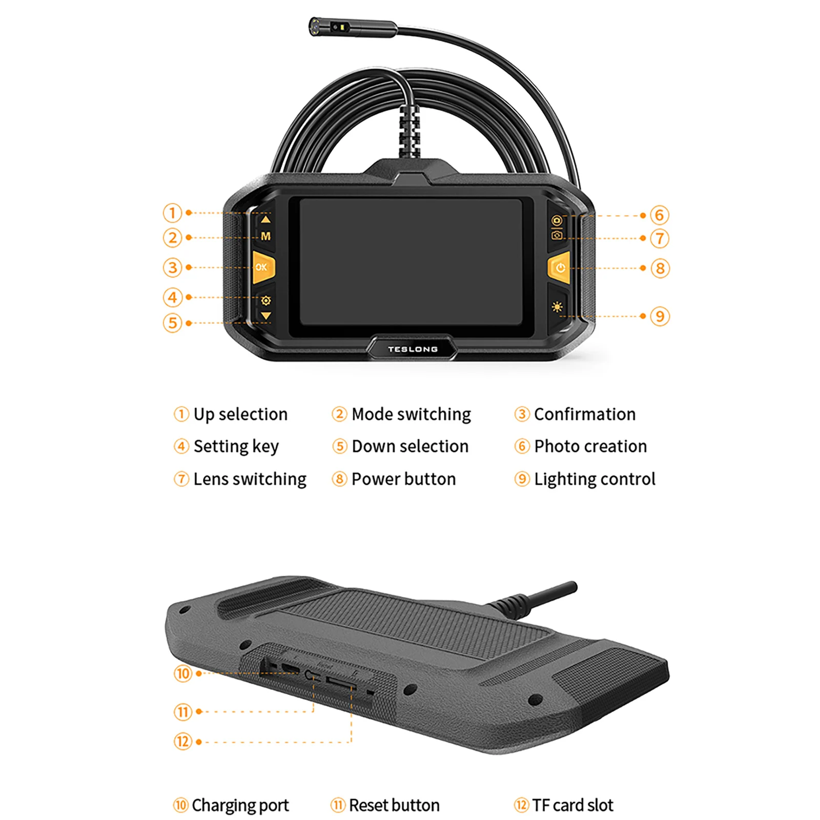 

TS43S Three Cameras Endoscope Camera 4.3Inch IPS Screen Industrial Endoscope Borescope 1 Million Pixels Three Lenses 30~100mm