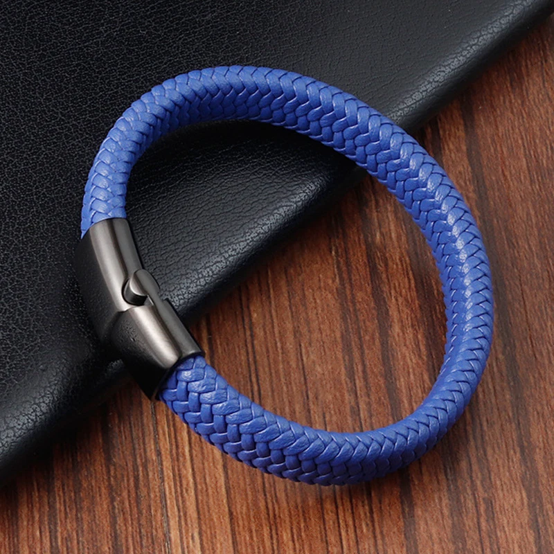 Fashion Simple Blue Leather Woven Bracelet Men's Stainless Steel Buckle Bangle Charm Jewelry Wholesale Free Of Freight
Fashion Simple Blue Leather Woven Bracelet Men's Stainless Steel Buckle Bangle Charm Jewelry Wholesale Free Of Freight