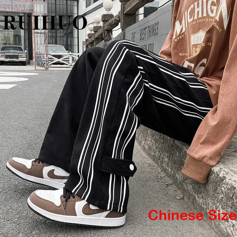 

RUIHUO Striped Jogger Pants Men Trousers Mens Joggers Korean Fashion Pant Male Clothes Work Wear Sweatpant 3XL 2023 Spring