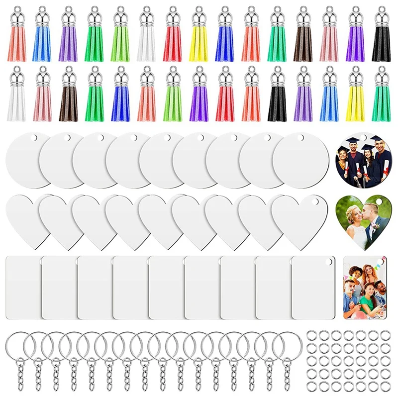 Sublimation Blank Keychains Bulk Set Double-Side DIY Keychain and Craft Keychain Blanks with Colorful Tassel Keychain
Sublimation Blank Keychains Bulk Set Double-Side DIY Keychain and Craft Keychain Blanks with Colorful Tassel Keychain