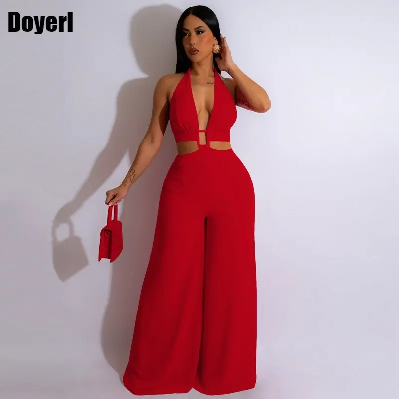 Loose Wide Leg Jumpsuit for Women Summer Clothes Party Club Sexy Backless Halter Red Long Romper Women Jumpsuit Elegant Overalls
Loose Wide Leg Jumpsuit for Women Summer Clothes Party Club Sexy Backless Halter Red Long Romper Women Jumpsuit Elegant Overalls