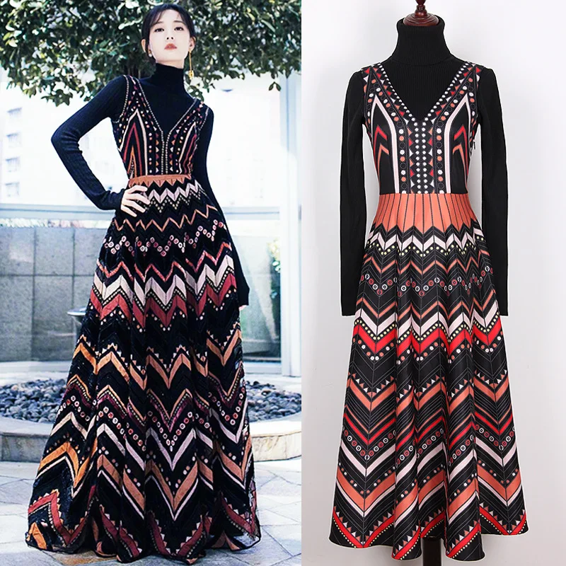 Женское шерстяное платье с V-образным вырезом, свободное платье с высоким воротником и принтом, в европейском и американском стиле, весна-осень 2022
Женское шерстяное платье с V-образным вырезом, свободное платье с высоким воротником и принтом, в европейском и американском стиле, весна-осень 2022