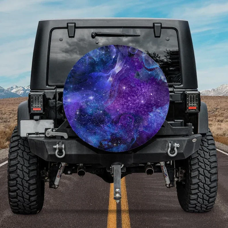 Spare Tire Cover with Purple and Blue Galaxy design, Backup Camera tire cover, Galaxy Jeep Tire Cover, Purple galaxy wheel cover
Spare Tire Cover with Purple and Blue Galaxy design, Backup Camera tire cover, Galaxy Jeep Tire Cover, Purple galaxy wheel cover