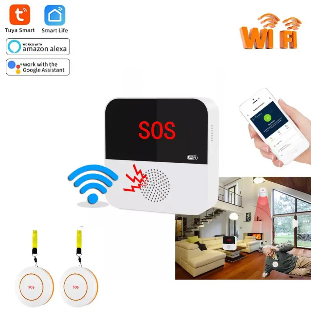 Tuya WIFI Panic Button For Elderly Alarm RF 433mhz SOS Bracelet Emergency Wireless Alarm Home Burglar Old People Android IOS APP
Tuya WIFI Panic Button For Elderly Alarm RF 433mhz SOS Bracelet Emergency Wireless Alarm Home Burglar Old People Android IOS APP