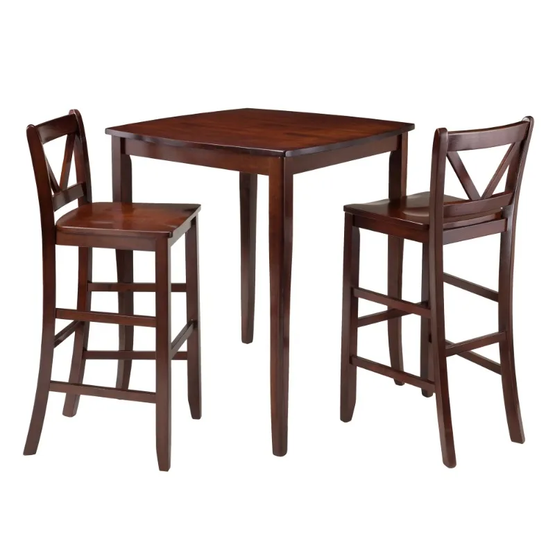 Winsome Wood Inglewood 3-Pc Dining Set, High Table & 2 V-Back Bar Stools, Walnut Finish
Winsome Wood Inglewood 3-Pc Dining Set, High Table & 2 V-Back Bar Stools, Walnut Finish
