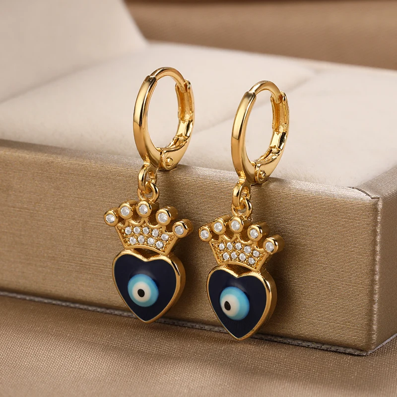Zircon Crown Heart Blue Evil Eye Earrings For Women Vintage Crystal Dangle Earring Fashion Party Jewelry Gift Accessory 2022
Zircon Crown Heart Blue Evil Eye Earrings For Women Vintage Crystal Dangle Earring Fashion Party Jewelry Gift Accessory 2022
