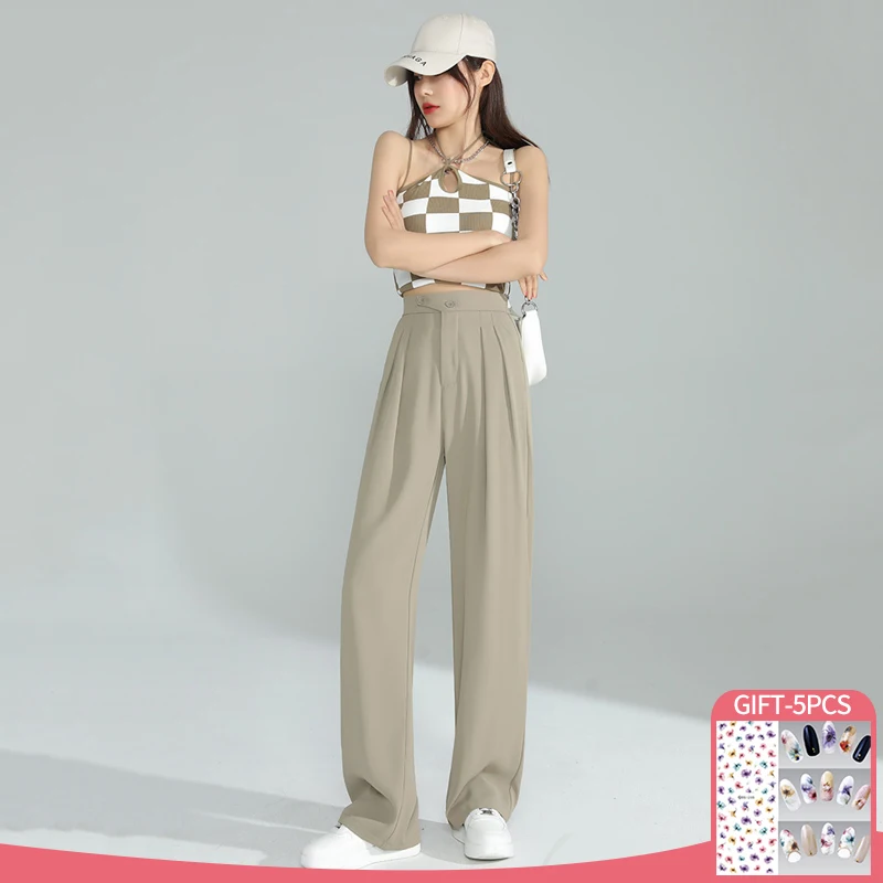 Summer Women Thin Suit Chiffon Pants Loose High Waist Pant Solid Color Wide Leg Pants Elegant Office Lady Straight Trousers
Summer Women Thin Suit Chiffon Pants Loose High Waist Pant Solid Color Wide Leg Pants Elegant Office Lady Straight Trousers