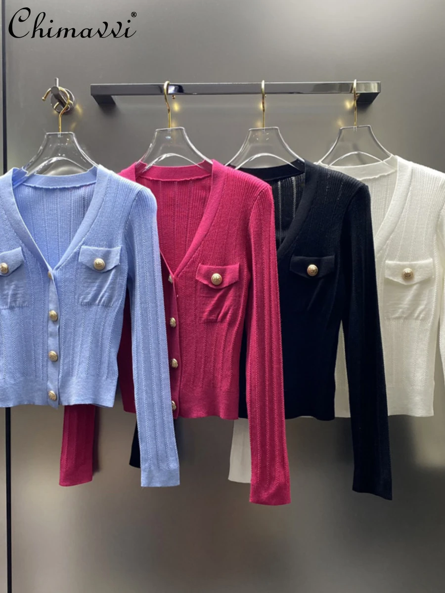 New 2023 Autumn Clothes Elegant Slim Fit All-Match Cardigan Fashion V-neck Short Long Sleeve Wool Knitted Top Women's Sweaters
New 2023 Autumn Clothes Elegant Slim Fit All-Match Cardigan Fashion V-neck Short Long Sleeve Wool Knitted Top Women's Sweaters