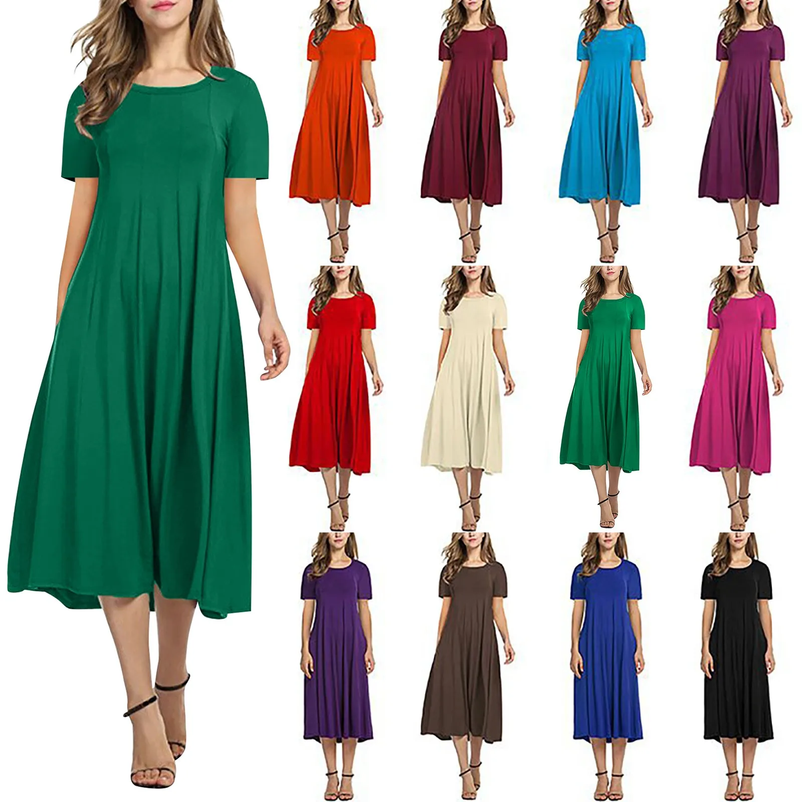 Big Hem Female Party Wear Dresses Women's Short Sleeve Long Dress S-5xl 2022 Summer Fashion Casual Sundress O Neck Solid Robe
Big Hem Female Party Wear Dresses Women's Short Sleeve Long Dress S-5xl 2022 Summer Fashion Casual Sundress O Neck Solid Robe