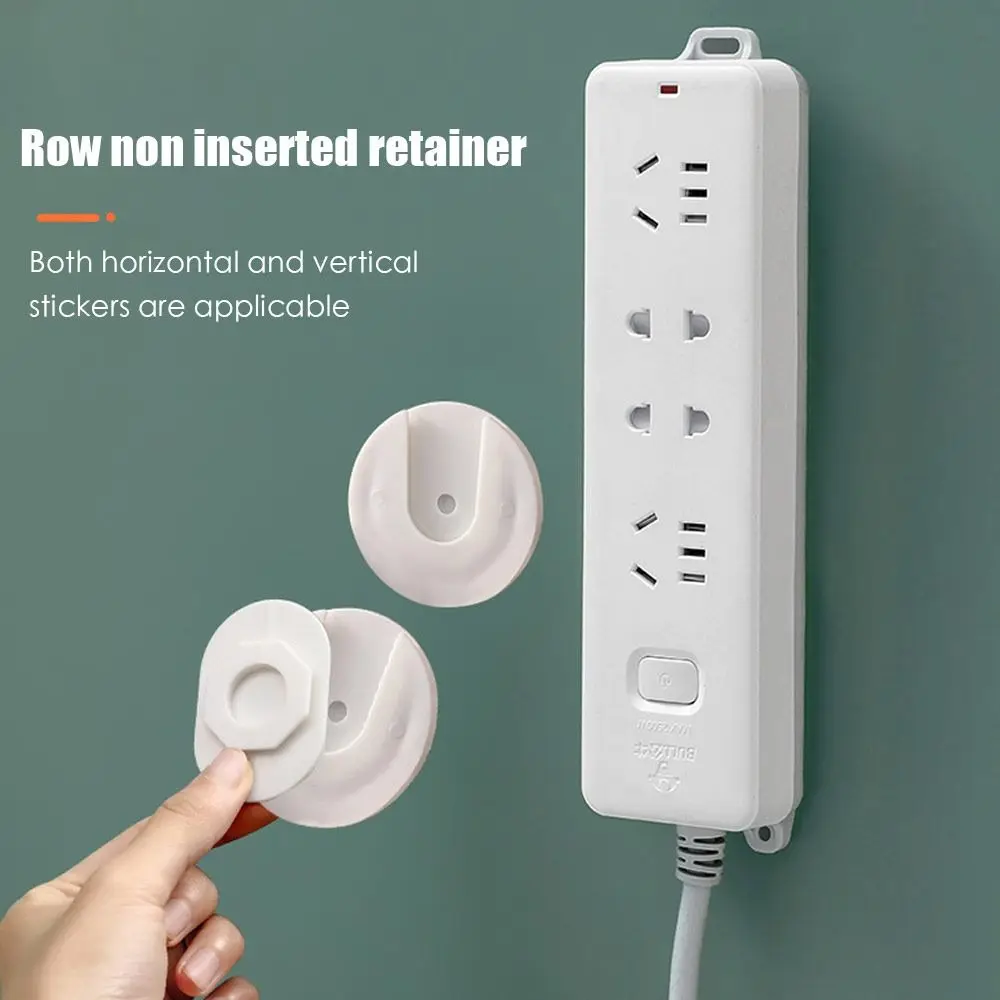 

4Pcs Wall-Mounted Holder Punch-free Plug Fixer Self-Adhesive Socket Fixer Home Cable Wire Organizer Racks Sundries Storage