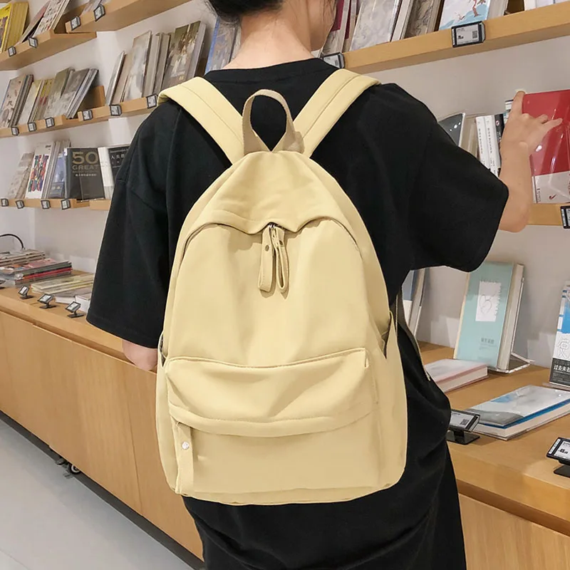 

Модный женский рюкзак, школьная сумка для девочек-подростков, сумка на плечо для ноутбука с защитой от кражи, однотонный дорожный ранец