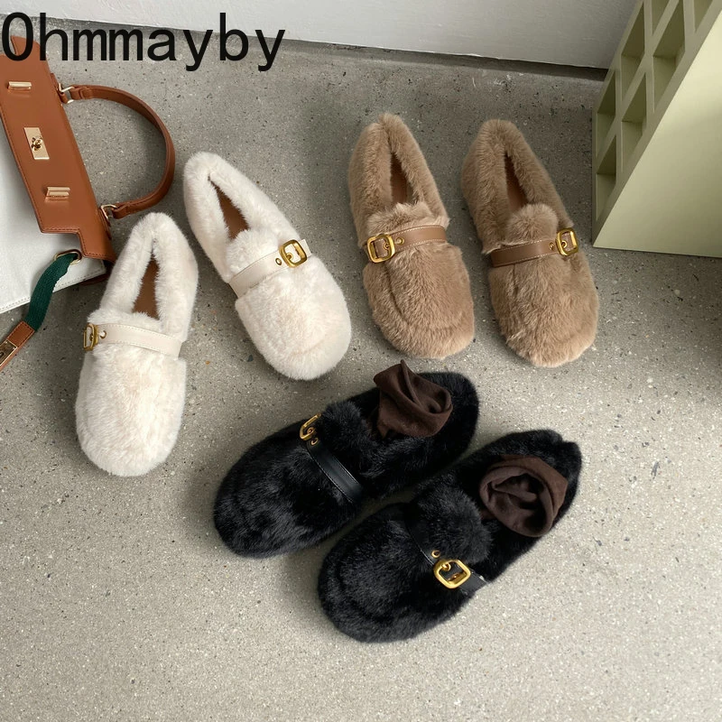 Туфли женские на плоской подошве, меховые лоферы, без застежки, удобная домашняя обувь, Осень-зима 
Туфли женские на плоской подошве, меховые лоферы, без застежки, удобная домашняя обувь, Осень-зима