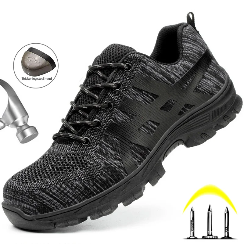 

Защитные рабочие ботинки для мужчин и женщин, дышащие рабочие ботинки со стальным носком, кроссовки для строительства, безопасная рабочая обувь, размер 50
