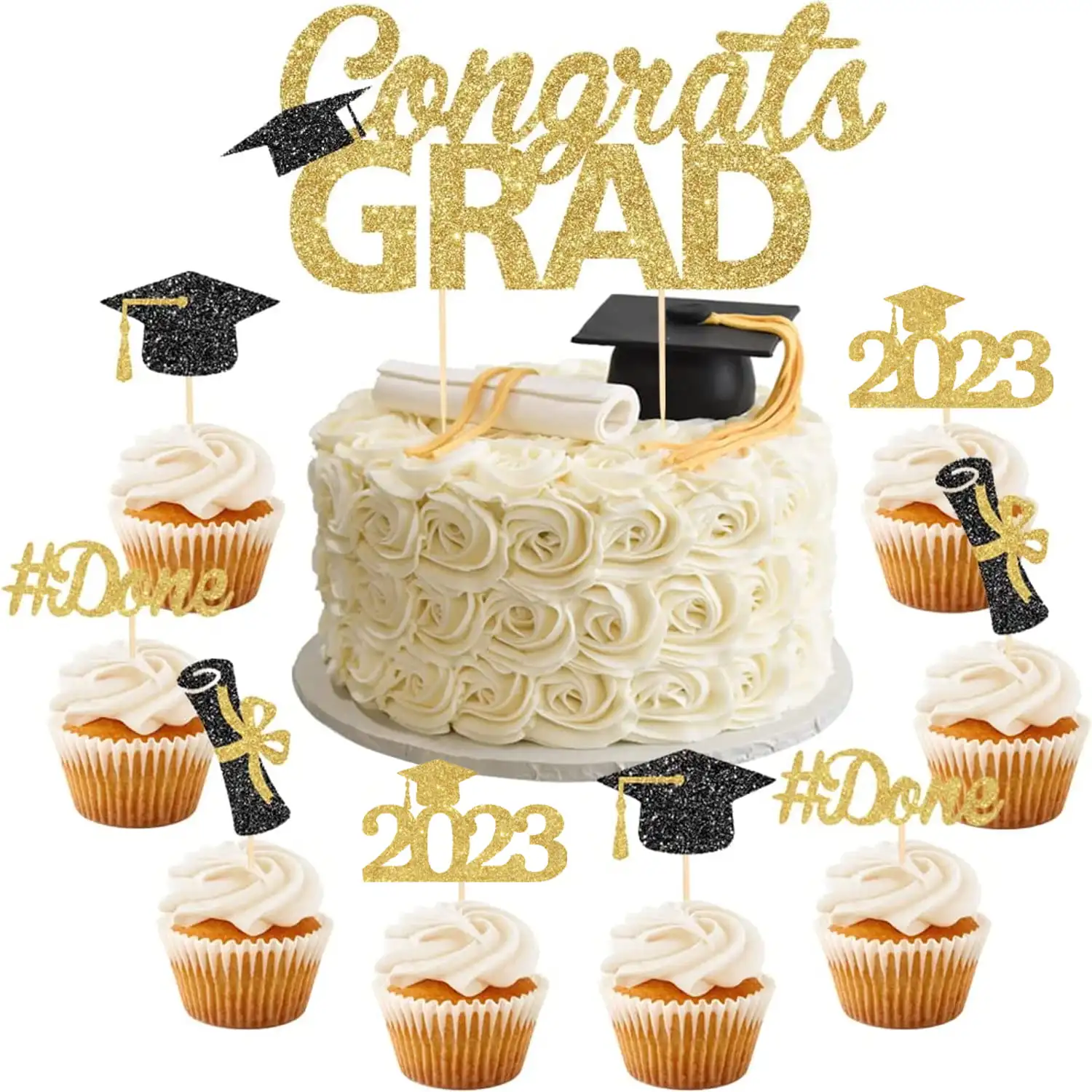 25 Pcs Graduation Cake Decorations 2023 Congrats Grad Cake Cupcake Toppers for High School College Graduation Party Supplies 
25 Pcs Graduation Cake Decorations 2023 Congrats Grad Cake Cupcake Toppers for High School College Graduation Party Supplies