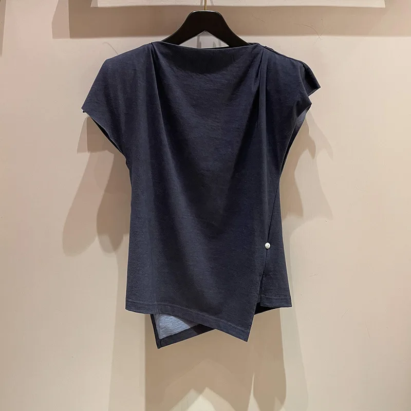 2022 Summer Women Top Cotton Short Sleeve High Street Fashion T-Short Asymmetricity V-Neck
2022 Summer Women Top Cotton Short Sleeve High Street Fashion T-Short Asymmetricity V-Neck
