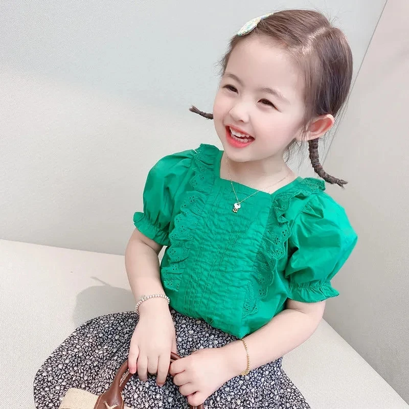 Children's girls new summer cotton clothes summer girls solid color lace short sleeve shirts baby kids girls lace tops P4 662
Children's girls new summer cotton clothes summer girls solid color lace short sleeve shirts baby kids girls lace tops P4 662