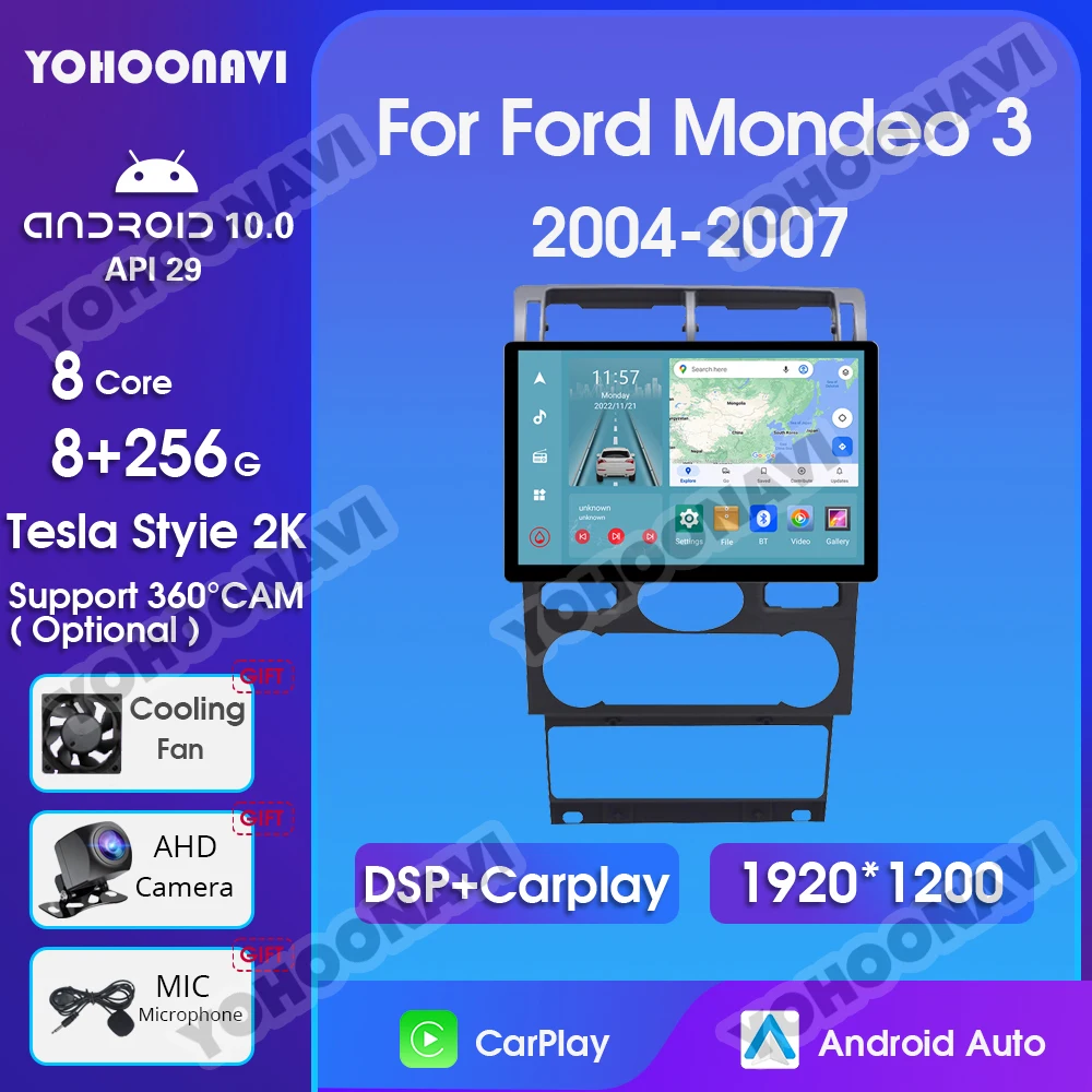 YOHOONAVI 13 дюймов 1920*1200P Android 10 автомобильное радио для Ford Mondeo 3 2004-2007 Tesla Style Авто Радио Bluetooth плеер Carplay DSP
YOHOONAVI 13 дюймов 1920*1200P Android 10 автомобильное радио для Ford Mondeo 3 2004-2007 Tesla Style Авто Радио Bluetooth плеер Carplay DSP