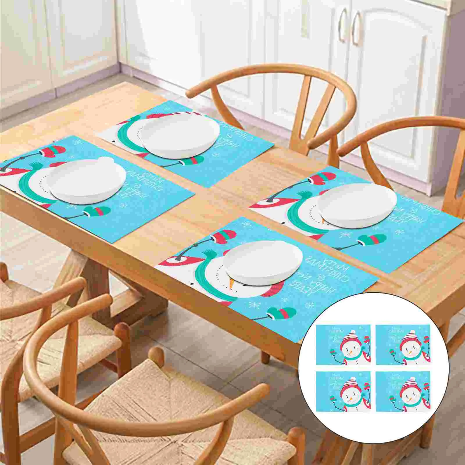Table Mats Christmas Holiday Placemats Mat Dinner Householdsnowman Coasters Dish Tableware Cloth Placematdinning Decoration 
Table Mats Christmas Holiday Placemats Mat Dinner Householdsnowman Coasters Dish Tableware Cloth Placematdinning Decoration