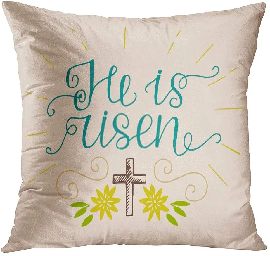 Throw Pillow Decor Square Hand He is Risen A Cross and Flowers Easter Worship Faith Resurrection Decorative
Throw Pillow Decor Square Hand He is Risen A Cross and Flowers Easter Worship Faith Resurrection Decorative