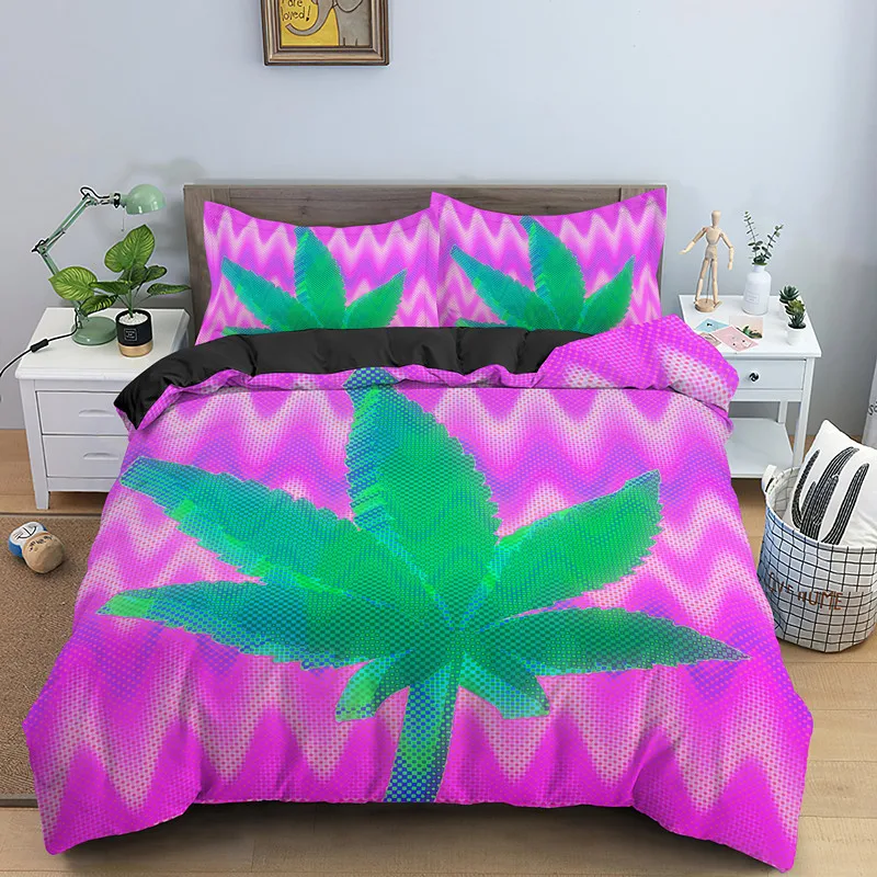 New Psychedelic Weed Leaves Duvet Cover With Pillowcase 3PCS Plants Maple Leaf Single Double King Queen Bedding Sets Bedclothes
New Psychedelic Weed Leaves Duvet Cover With Pillowcase 3PCS Plants Maple Leaf Single Double King Queen Bedding Sets Bedclothes