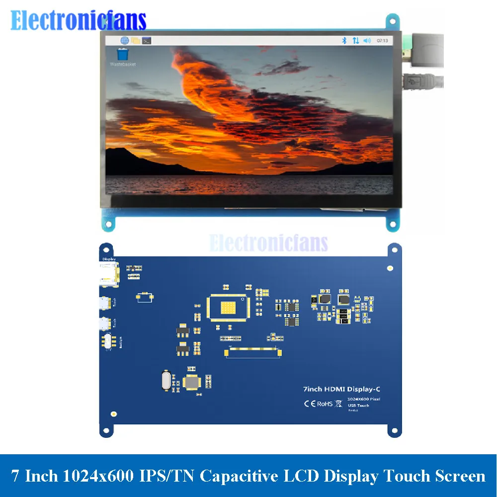 7 Inch HDMI IPS LCD Display Touch Screen 1024x600 Resolution Ultra Clear TN Capacitive Touch Screen Monitor for Raspberry Pi
7 Inch HDMI IPS LCD Display Touch Screen 1024x600 Resolution Ultra Clear TN Capacitive Touch Screen Monitor for Raspberry Pi