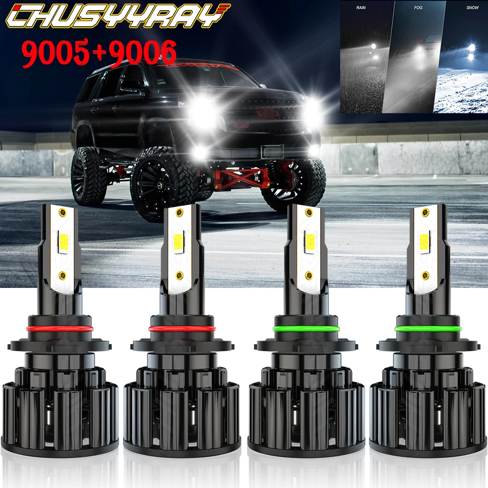 CHUSYYRAY Car lights Compatible For Chevy Tahoe 2001-2006 6000K Pure White 4X 9005/HB3 9006/HB4 LED Headlights Bulbs Kit Combo 
CHUSYYRAY Car lights Compatible For Chevy Tahoe 2001-2006 6000K Pure White 4X 9005/HB3 9006/HB4 LED Headlights Bulbs Kit Combo