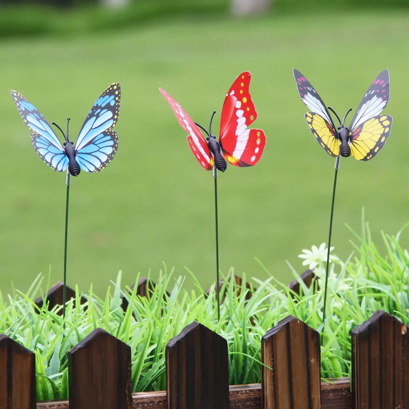 

PVC Butterfly Stakes Colorful Butterflies for Outdoor Yard Planter Flower Pot Garden Lawn Ornaments Bonsai Decor Color Random