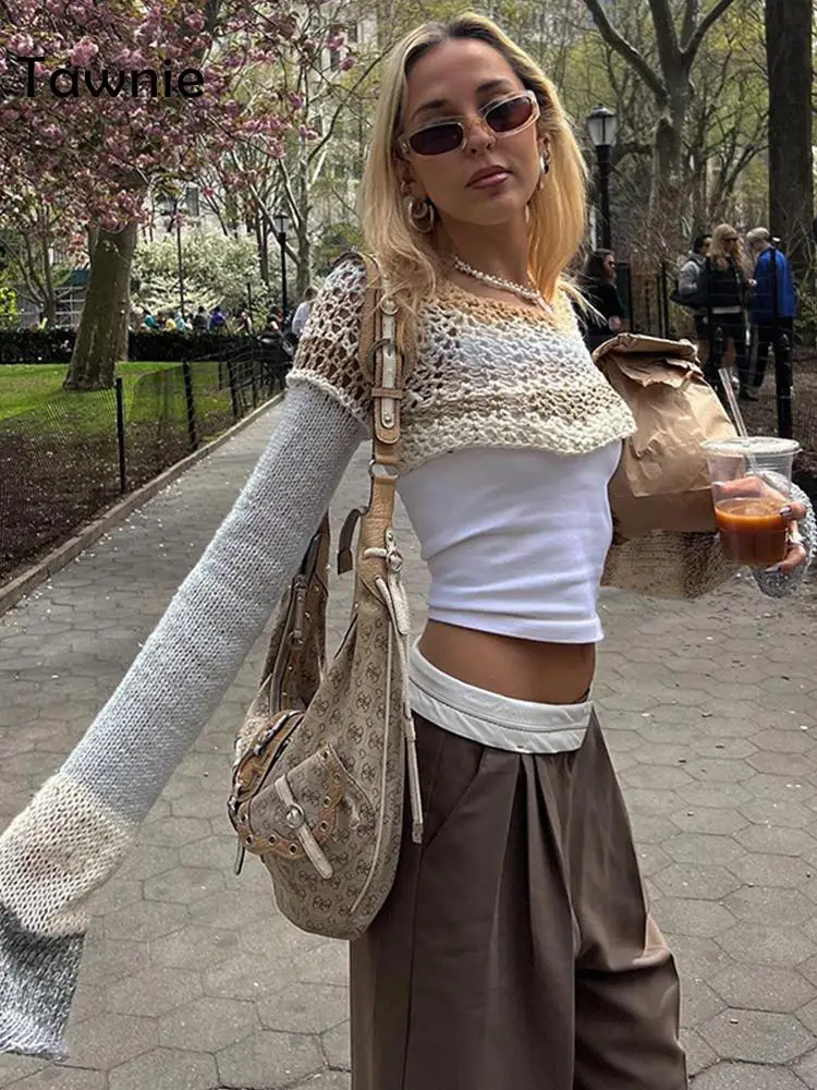 Tawnie 2022 Y2K Knitted Crop Top Women Long Sleeve T Shirt Sun Protection Breathable Cardigans Patched Smock Top Streetwear
Tawnie 2022 Y2K Knitted Crop Top Women Long Sleeve T Shirt Sun Protection Breathable Cardigans Patched Smock Top Streetwear