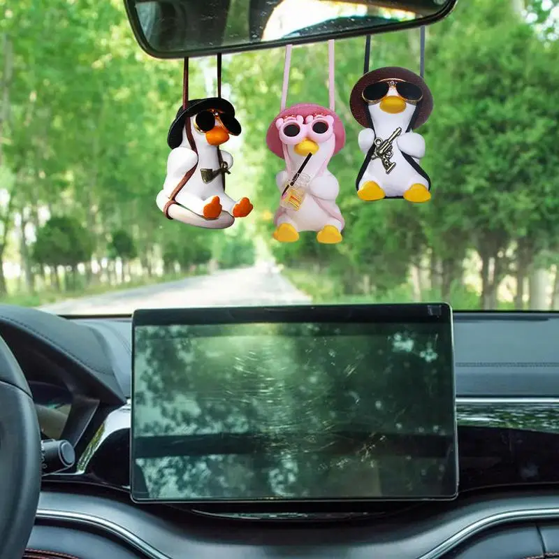 

Car Pendant Cute Swinging Duck Car Ornament Auto Interior Rearview Mirror Hanging Pendant Decoration Accessories For Automobile