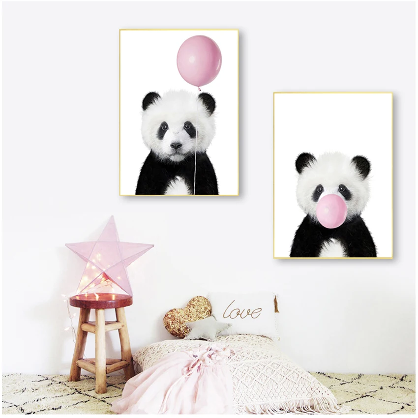 Cute Pink Balloon Baby Shower Gift Canvas Painting Baby Panda Print Animal With Bubble Gum Poster Wall Art Picture Decor
Cute Pink Balloon Baby Shower Gift Canvas Painting Baby Panda Print Animal With Bubble Gum Poster Wall Art Picture Decor
