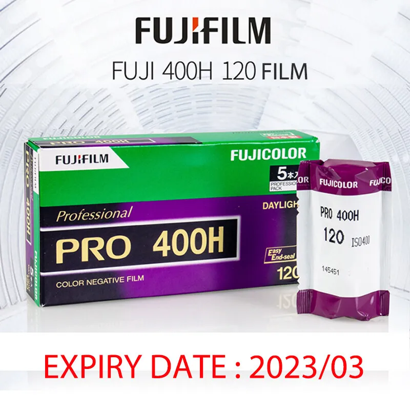 FUJIFILM Fujicolor PRO 400H 120 Professional Daylight Color Negative Film Exp. Date: 03/2023 ( 1 Roll ) 
FUJIFILM Fujicolor PRO 400H 120 Professional Daylight Color Negative Film Exp. Date: 03/2023 ( 1 Roll )