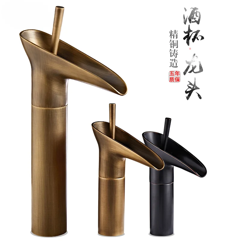 Полностью медный смеситель, горячий и холодный на платформе, умывальник, раковина, бокал, одиночный холодный открытый