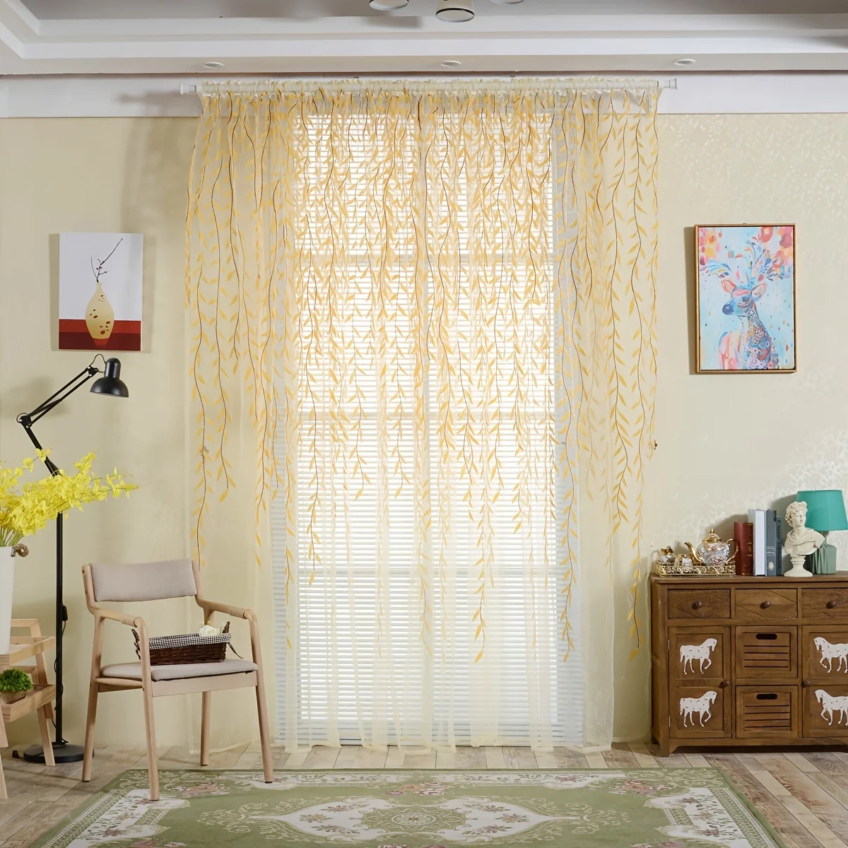 Inverted Willow Yellow Sheer Curtains Thread Design Leaves Vine Tulle Translucent Voile Window Treatment For Bedroom Living Room
Inverted Willow Yellow Sheer Curtains Thread Design Leaves Vine Tulle Translucent Voile Window Treatment For Bedroom Living Room