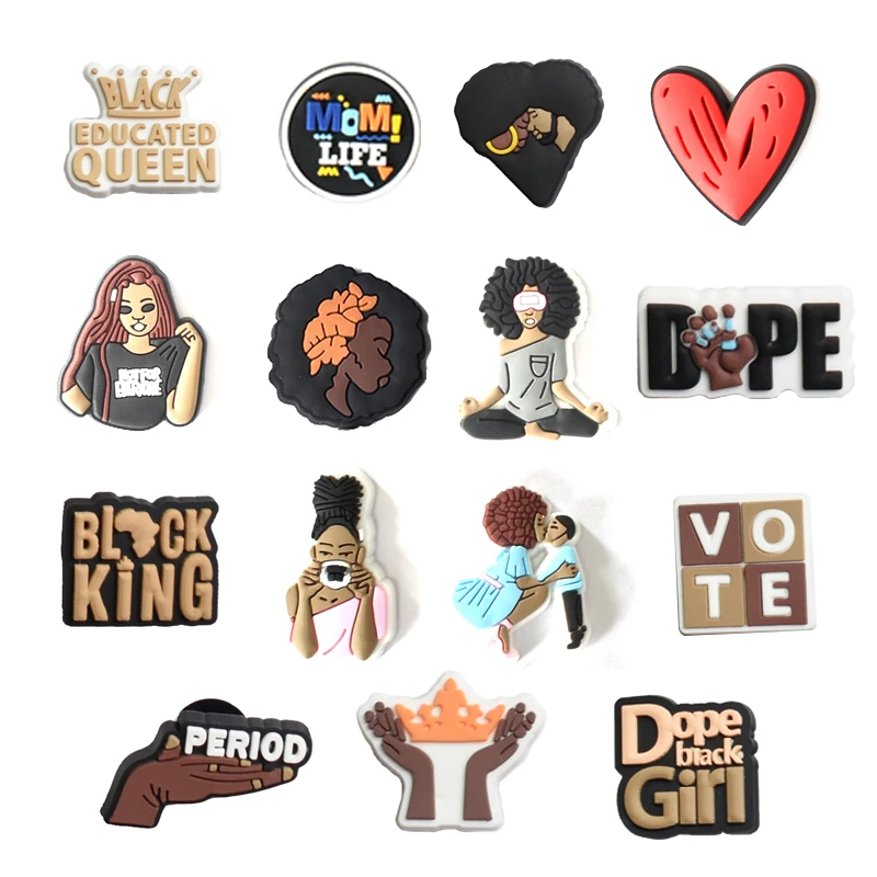 Hot Sale 1Pcs PVC Black girl Shoe Charms Bracelet Wristband Accessories for Boys Girls Adults Men Women Party Favor Gifts
Hot Sale 1Pcs PVC Black girl Shoe Charms Bracelet Wristband Accessories for Boys Girls Adults Men Women Party Favor Gifts