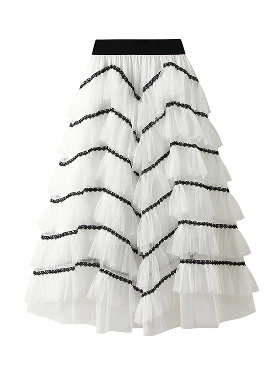 

Женская сетчатая юбка с высокой талией, многослойная юбка из многослойной пряжи градиентного цвета, Тюлевая юбка-пачка, трапециевидная юбка средней длины, плиссированная юбка для выпускного вечера