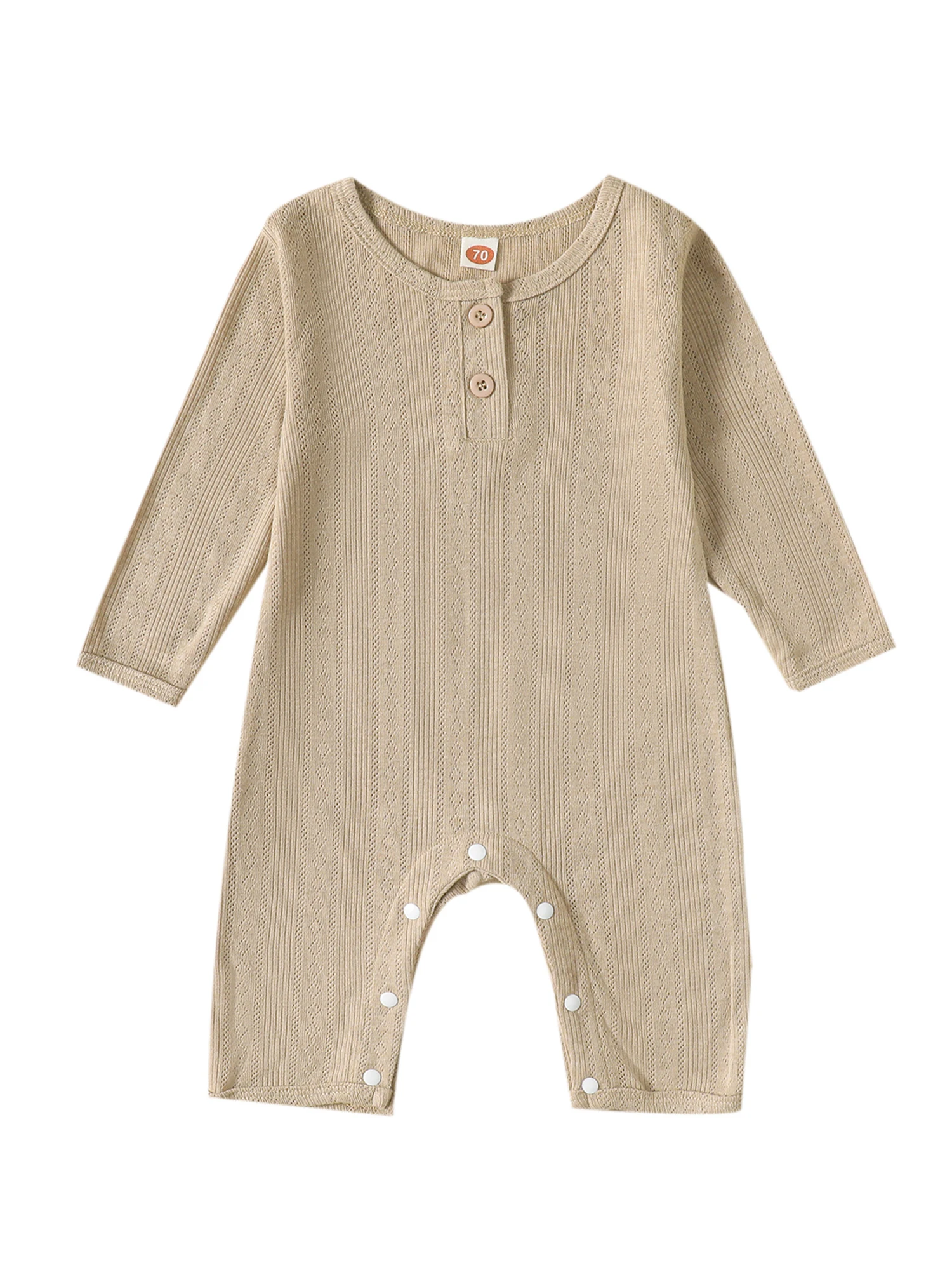

Cute and Cozy Unisex Baby Romper with Long Sleeves and Button Closure - Adorable Infant Jumpsuit for Fall Season