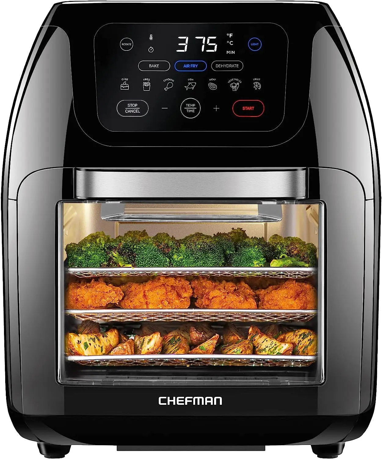 

CHEFMAN Multifunctional Digital Air Fryer+ Rotisserie, Dehydrator, Convection Oven, 17 Touch Screen Presets Fry, Roast,Dehydrate