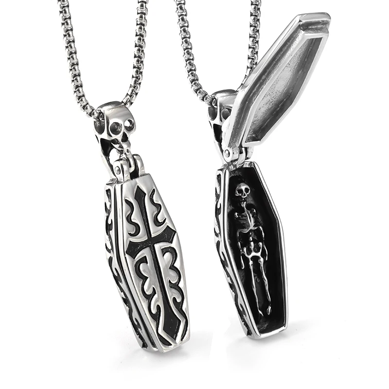 Retro Personality Design Skull Coffin Pendant Necklace Men's Neo-Gothic Trend Party Jewelry Gift
Retro Personality Design Skull Coffin Pendant Necklace Men's Neo-Gothic Trend Party Jewelry Gift