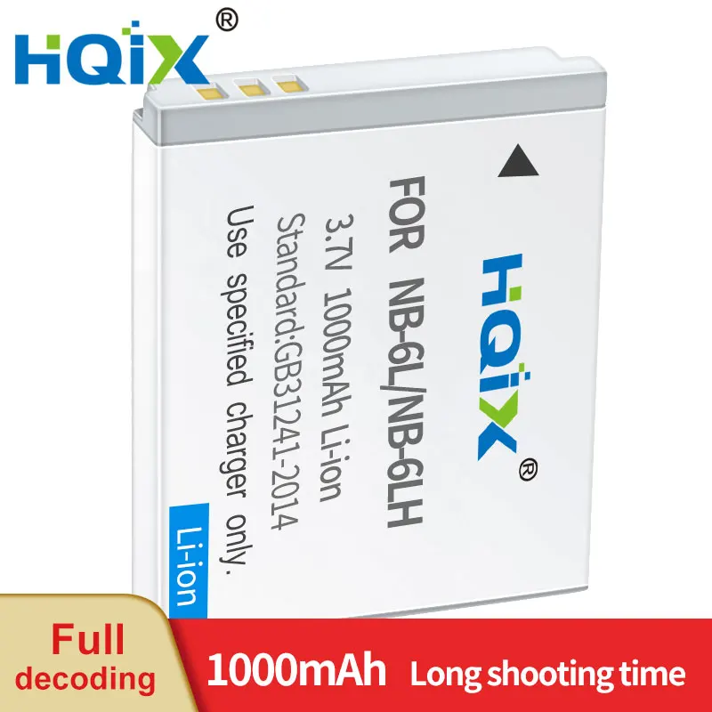 

HQIX for Canon IXUS 310 210 105 85 25 SD1300 SD770 SX710 300 280 200 95 SD1200 SD3500 SD980 300 Camera NB-6L 6LH Charger Battery